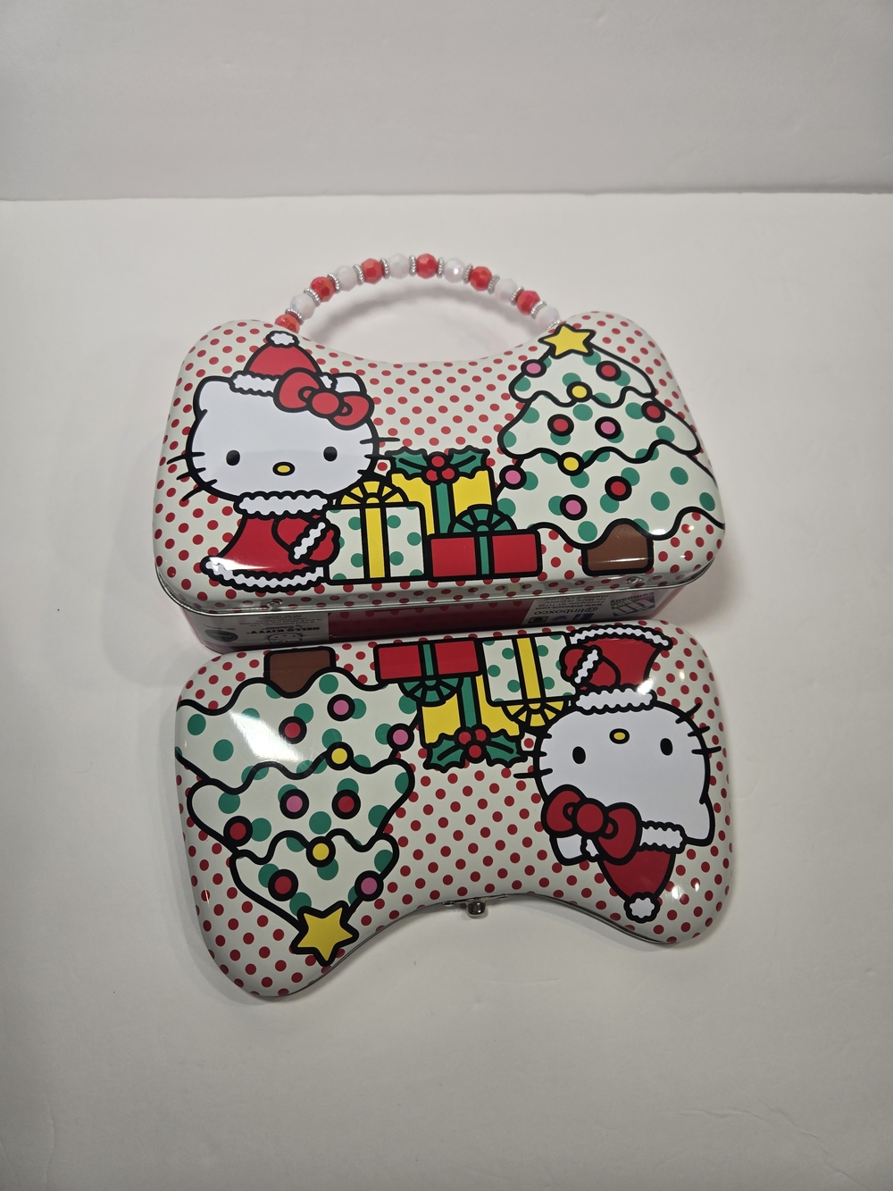Hello Kitty Holiday Beaded-Handle Mini Tote in White, Red, Green, Yellow - Picture 6 of 6